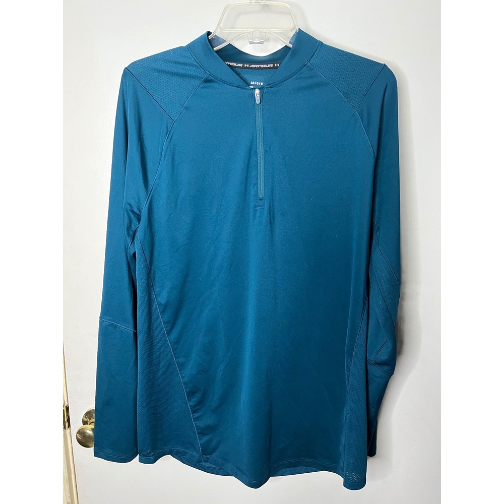 Under Armour HeatGear Teal Long Sleeve 1/4‎ Zip Fitted Pullover Women's LG